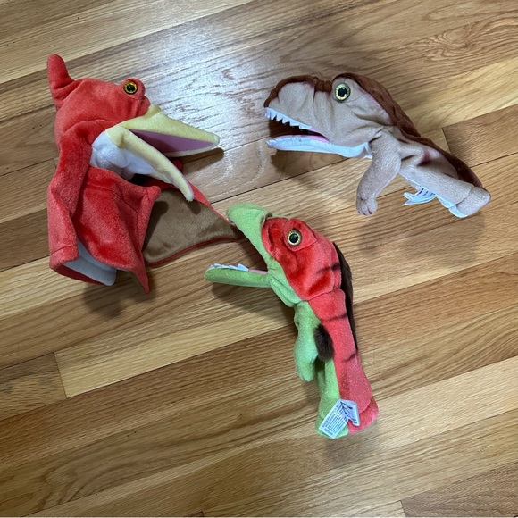 3 aurora brand dinosaur plush 10” hand puppets VGUC - Picture 1 of 3